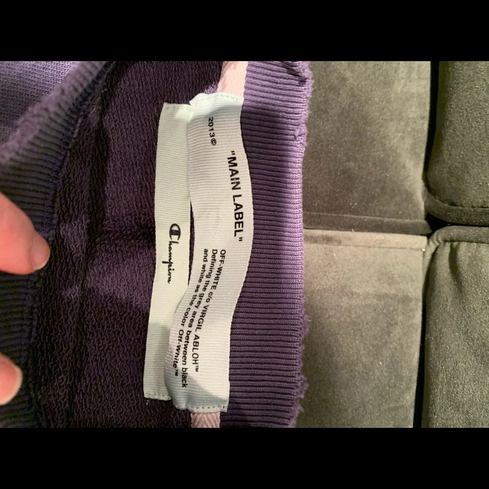 OFF-WHITE BLUE champion reverse weave edition crewneck sweat-shirt - Picture 5 of 7